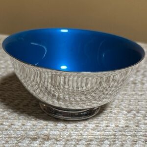 Vintage Reed & Barton The Paul Revere Torquoise Blue Enamel Antique Silver Bowl